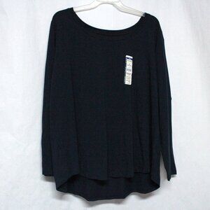 Terra & Sky NWT Women's Dark Navy Blue 3X Long Sleeve Semi Fitted Scoop Tee